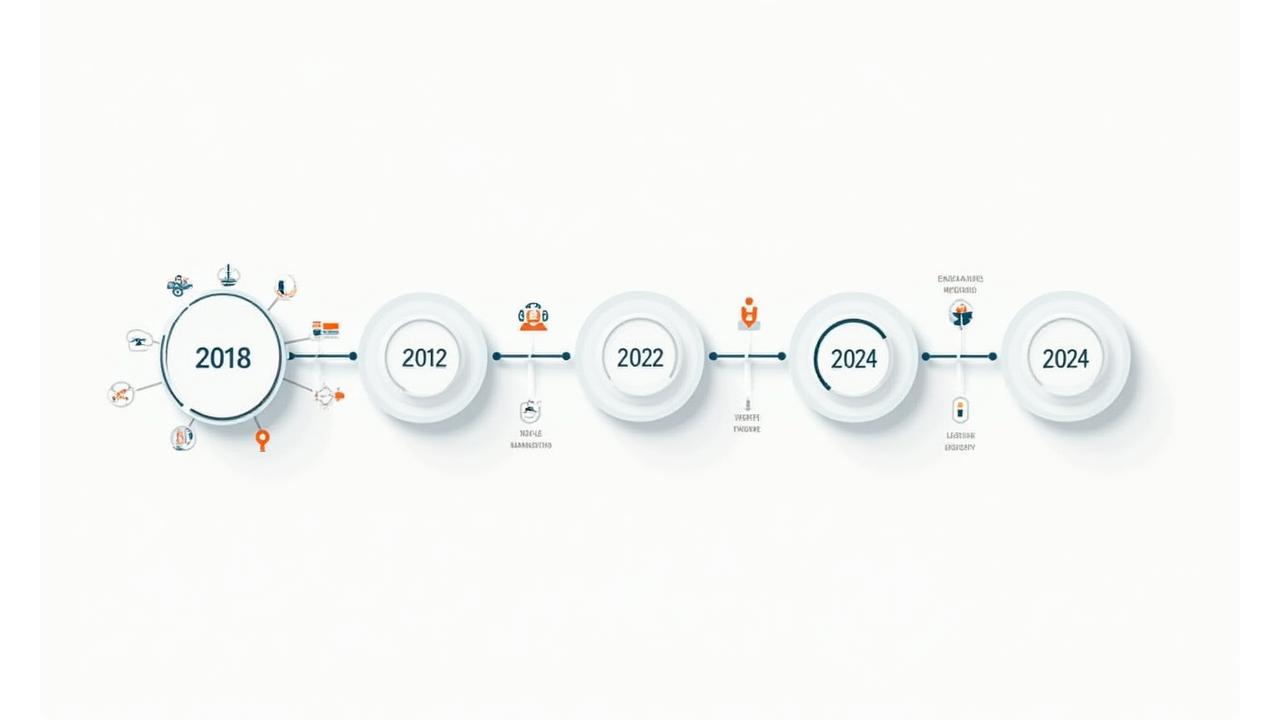 Frise chronologique de l'évolution de Santé Lumina depuis sa fondation en 2018, montrant les étapes clés de croissance et d'innovation.