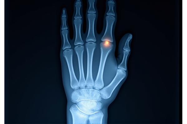 Exemple de radiographie osseuse du poignet montrant une fracture détectée par l'IA