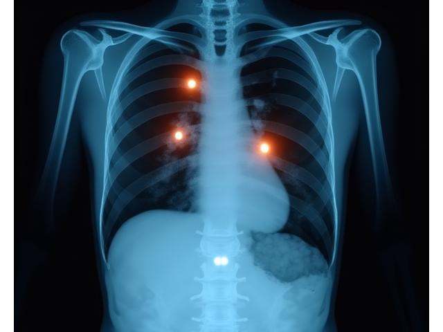Visualisation de l'IA de Santé Lumina identifiant simultanément plusieurs pathologies sur une imagerie médicale, avec des zones colorées indiquant les détections.