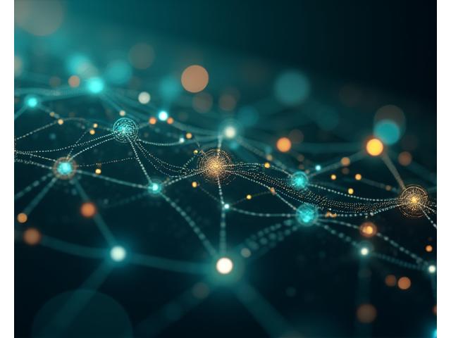 Visualisation de données complexes avec des graphes et des points de données interconnectés, symbolisant l'IA prédictive